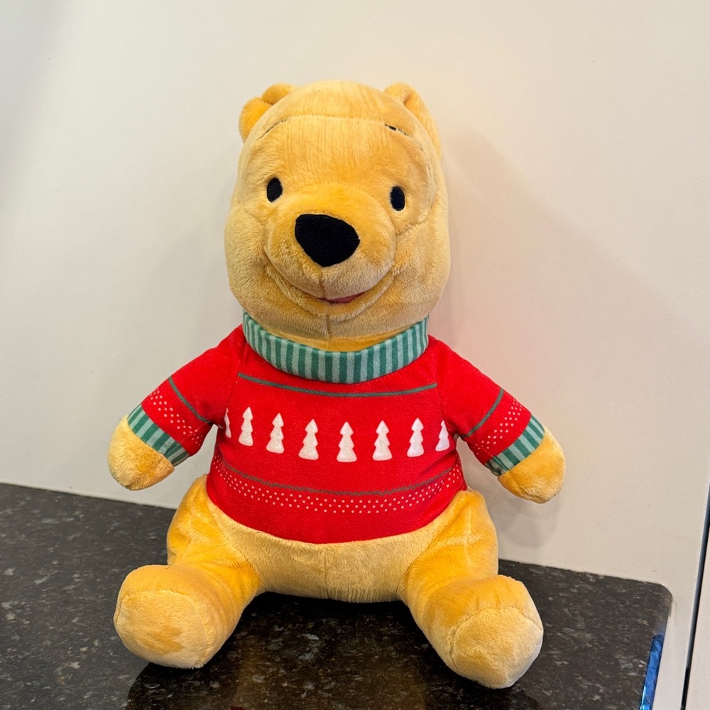 Disney Winnie the Pooh Stuffed Animal in Red Sweater. Size 12”